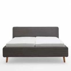 Graues Polsterbett Mit Cord Bezug - Danae 4 Graues Polsterbett Mit Cord Bezug - Danae -Valganios Sales graues polsterbett mit cord bezug holzbeinen aus eiche danae 03