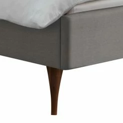 Graues Stoffbett Mit Holzfüßen Nussbaum - Thorau -Valganios Sales graues stoffbett mit holzfuessen nussbaum in 160x200 cm thorau 04