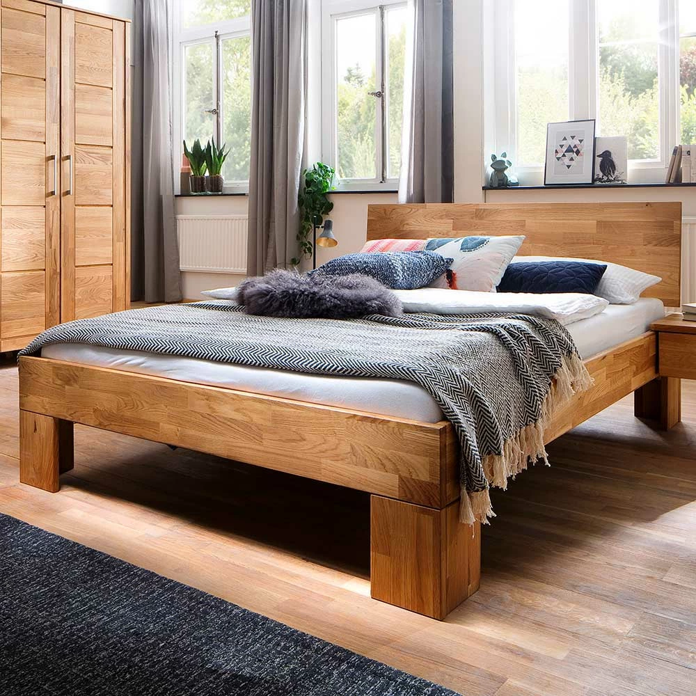 Günstiges Holz-Doppelbett aus Wildeiche - Italianas Günstiges Holz-Doppelbett Aus Wildeiche - Italianas -Valganios Sales guenstiges holz doppelbett aus wildeiche massivholz geoelt italianas 01