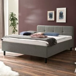 Hellgraues Polsterbett Mit Dunklen Holzbeinen - Yamato 3 Hellgraues Polsterbett Mit Dunklen Holzbeinen - Yamato -Valganios Sales hellgraues polsterbett mit dunklen holzbeinen in 140x200 oder 180x200 yamato 01