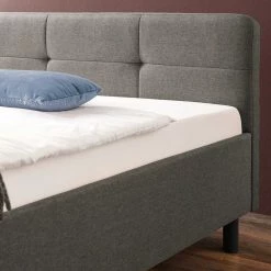 Hellgraues Polsterbett Mit Dunklen Holzbeinen - Yamato 5 Hellgraues Polsterbett Mit Dunklen Holzbeinen - Yamato -Valganios Sales hellgraues polsterbett mit dunklen holzbeinen in 140x200 oder 180x200 yamato 03