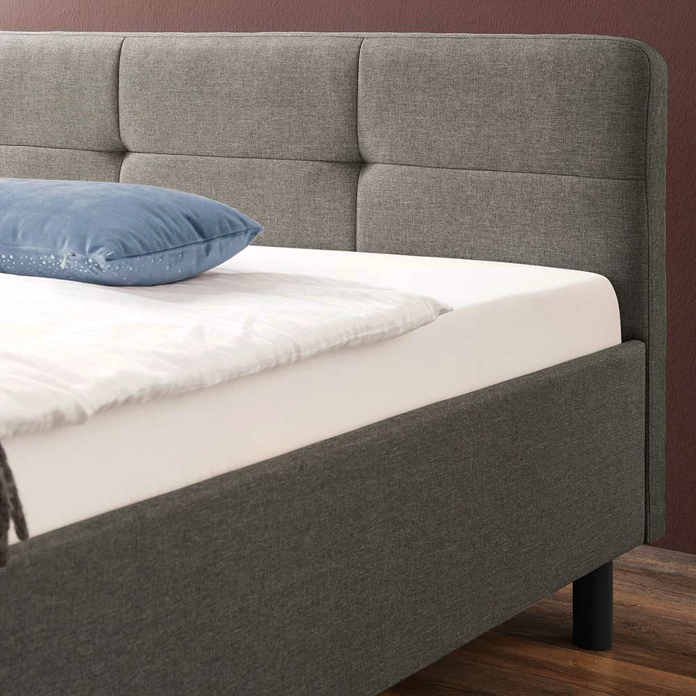 Hellgraues Polsterbett mit dunklen Holzbeinen - Yamato Hellgraues Polsterbett Mit Dunklen Holzbeinen - Yamato -Valganios Sales hellgraues polsterbett mit dunklen holzbeinen in 140x200 oder 180x200 yamato 03