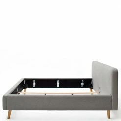 Hellgraues Stoffbett Mit Holzbeinen - Amya -Valganios Sales hellgraues stoffbett mit holzbeinen in eichefarben amya 04