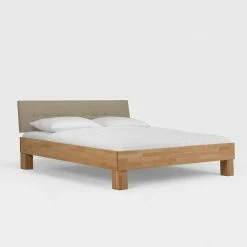 Holz Bett Mit Polsterkopfteil Zalto In Buche Natur Und Beige -Valganios Sales holz bett mit polsterkopfteil buche natur und beige als einzelbett oder doppelbett zalto 01