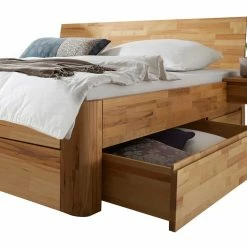 Holz Doppelbett & Nachttische - Jecana (dreiteilig) 4 Holz Doppelbett & Nachttische - Jecana (dreiteilig) -Valganios Sales holz doppelbett nachttische aus kernbuche mit stauraum jecana 02