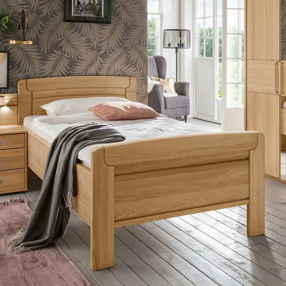 Holz Einzelbett mit Kopf- und Fußteil - Emdsiva Holz Einzelbett Mit Kopf- Und Fußteil - Emdsiva -Valganios Sales holz einzelbett mit kopf und fussteil aus eiche massivholz auch ueberlaengen emdsiva 01