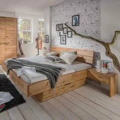 Holz Funktionsbett Mit 2 Schubladen - Smiralda I (dreiteilig) -Valganios Sales holz funktionsbett mit 2 schubladen 2 nachttischen smiralda i 01