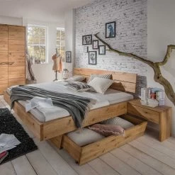 Holz Funktionsbett Mit 2 Schubladen - Smiralda I (dreiteilig) -Valganios Sales holz funktionsbett mit 2 schubladen 2 nachttischen smiralda i 02