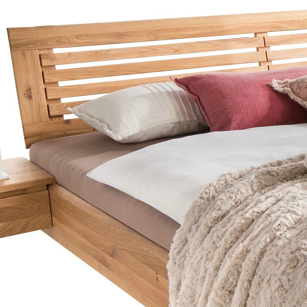Holz Schwebebett mit Lamellen Kopfteil - Smiralda Holz Schwebebett Mit Lamellen Kopfteil - Smiralda -Valganios Sales holz schwebebett mit lamellen kopfteil aus wildeiche massivholz smiralda 02