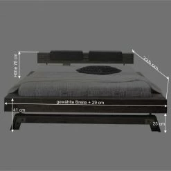 Holzbett Akazie Luvenico Mit Kopfteil In Balken-Optik -Valganios Sales holzbett akazie kopfteil in balken optik massivholz vintage grau luvenico be