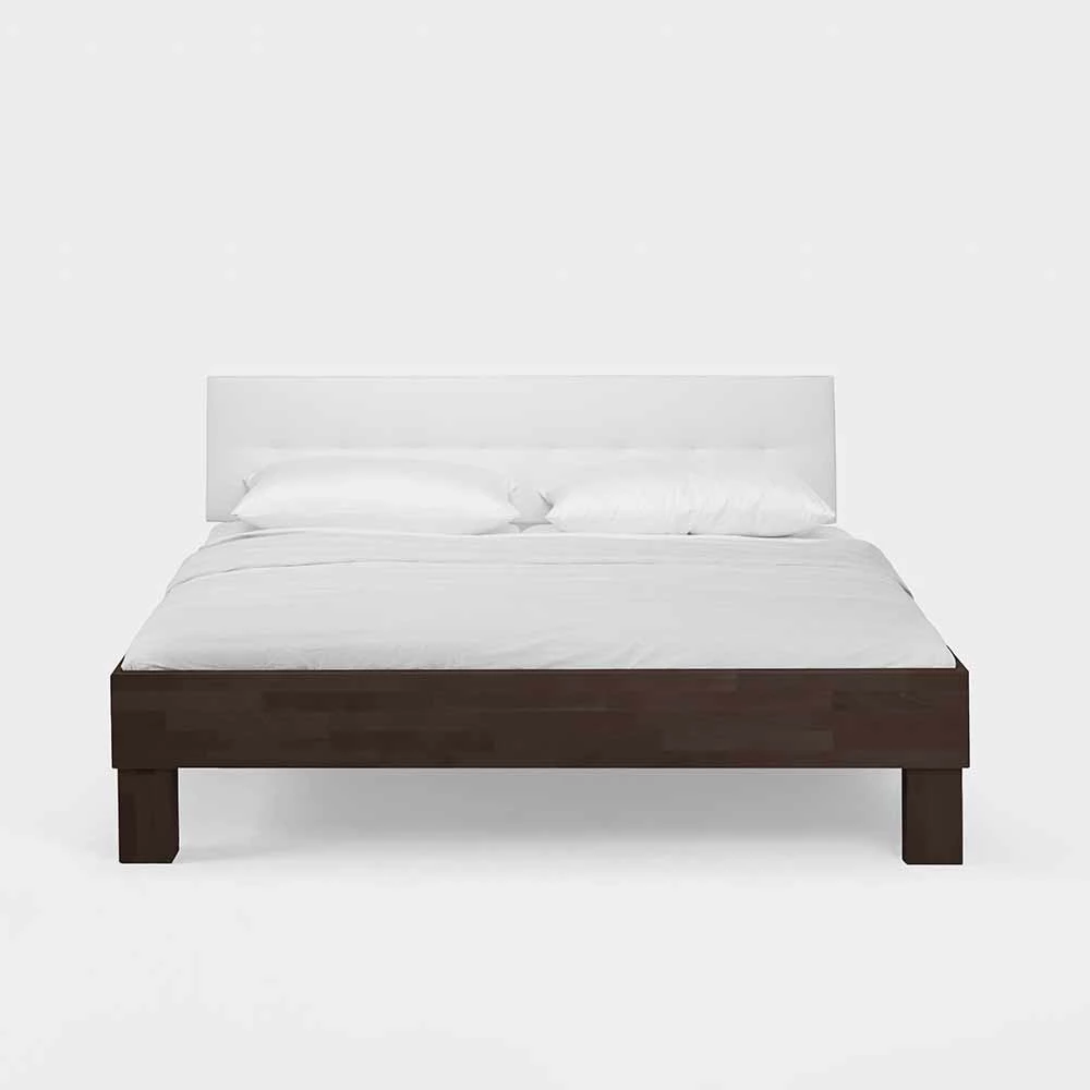 Holzbett Valdis in Buche Wenge massiv Holzbett Valdis In Buche Wenge Massiv -Valganios Sales holzbett buche wenge massiv mit kopfteil gepolstert kunstleder weiss valdis 02