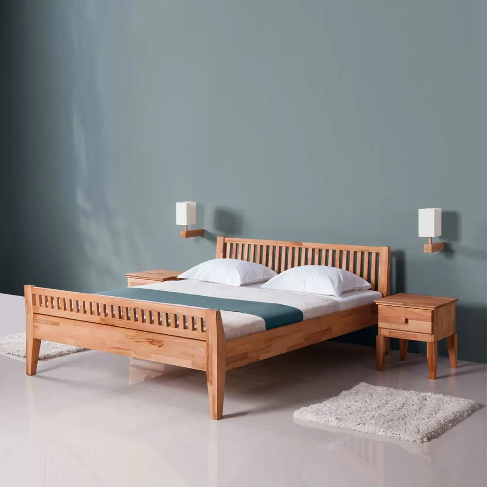 Holzbett Posky aus Kernbuche Massivholz Holzbett Posky Aus Kernbuche Massivholz -Valganios Sales holzbett kernbuche massivholz sprossenkopfteil posky html 01