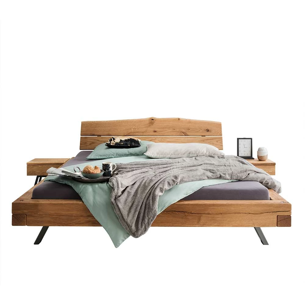 Holzbett mit Baumkante aus Wildeiche - Masicuri (dreiteilig) Holzbett Mit Baumkante Aus Wildeiche - Masicuri (dreiteilig) -Valganios Sales holzbett mit baumkante aus wildeiche nachtkommoden masicuri f