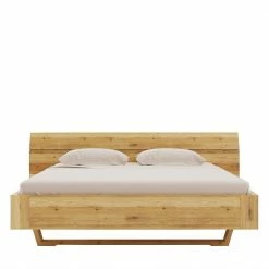Holzbett Mit Breitem Kopfteil & Kufen Gestell - Tonina -Valganios Sales holzbett mit breitem kopfteil kufen gestell aus wildeiche massivholz tonina 02