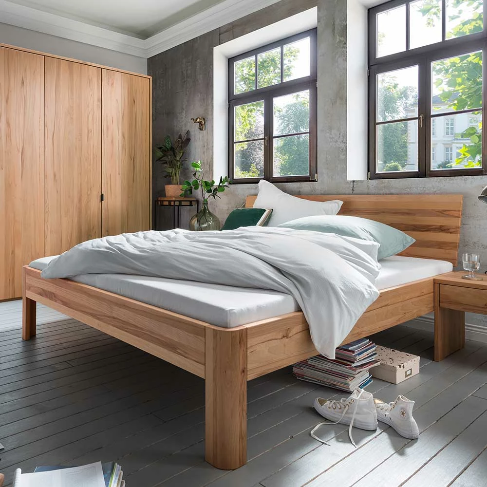 Holzbett mit Kopfteil aus Kernbuche - Izmaldon Holzbett Mit Kopfteil Aus Kernbuche - Izmaldon -Valganios Sales holzbett mit kopfteil aus kernbuche geoeltes massivholz izmaldon 01