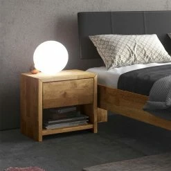 Holzbett & Nachtkommoden Aus Eiche - Norte (dreiteilig) 4 Holzbett & Nachtkommoden Aus Eiche - Norte (dreiteilig) -Valganios Sales holzbett nachtkommoden aus eiche mit kunstleder schwarz norte 03