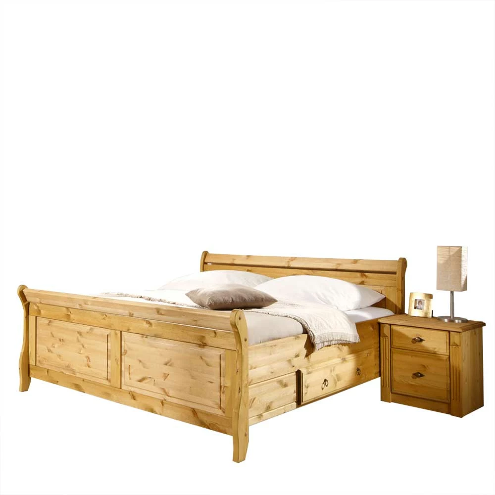 Holzbett Corabia mit Nachtkommoden (dreiteilig) Holzbett Corabia Mit Nachtkommoden (dreiteilig) -Valganios Sales holzbett nachtkommoden kiefer gelaugt corabia f