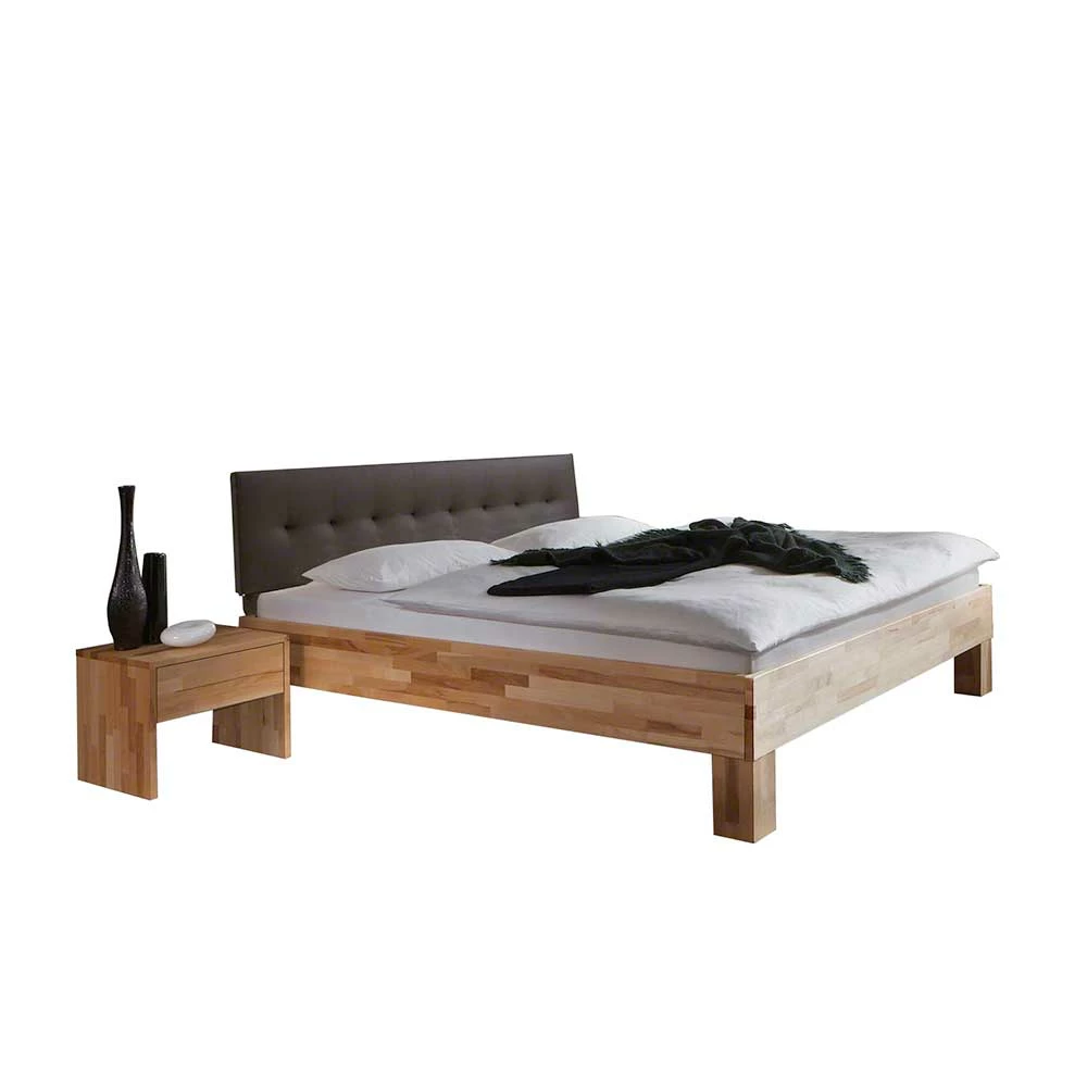 Holzbett Abraham mit Polsterkopfteil (dreiteilig) Holzbett Abraham Mit Polsterkopfteil (dreiteilig) -Valganios Sales holzbett polsterkopfteil doppelbett set mit zwei nachtkommoden abraham f