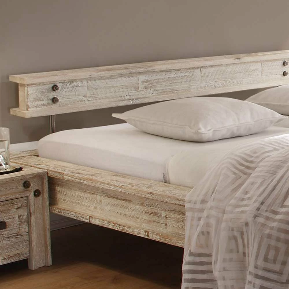 Holzbett Vessina in Weiß Holzbett Vessina In Weiß -Valganios Sales holzbett weiss akazie massivholz vessina 05