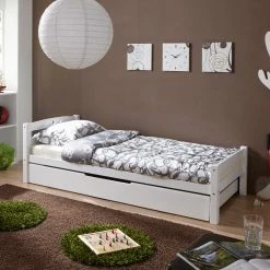 Holzbett Soltrian In Weiß -Valganios Sales holzbett weiss bettkasten soltrian 02