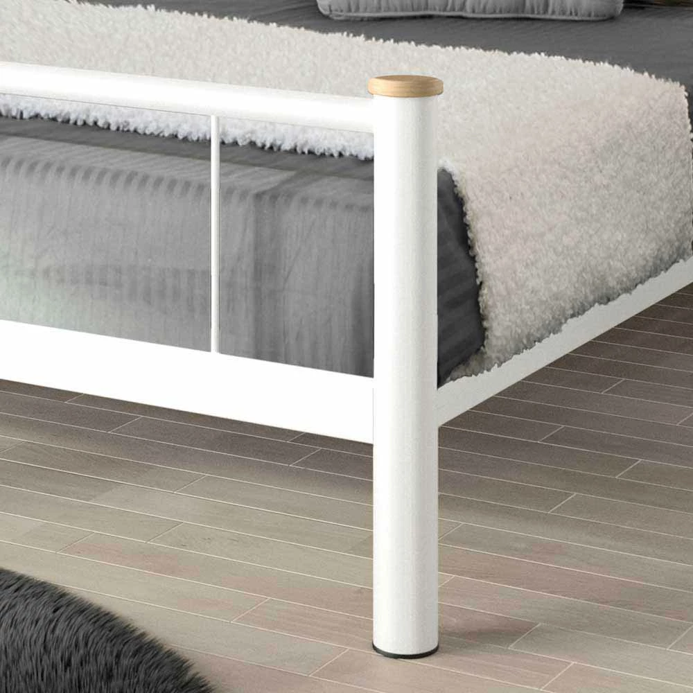 Jugendbett Nuro in Weiß Stahl Jugendbett Nuro In Weiß Stahl -Valganios Sales jugendbett weiss stahl eiche massiv nuro 03