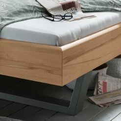 Kernbuche Bett Mit Metallkufen Gestell - Eudrinia II -Valganios Sales kernbuche bett mit metallkufen gestell im industry und loft stil eudrinia ii 02