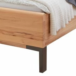 Kernbuche Designbett Mit Kunstleder Kopfteil - Krofun -Valganios Sales kernbuche designbett mit kunstleder kopfteil in beige metallfuessen in grau krofun 03