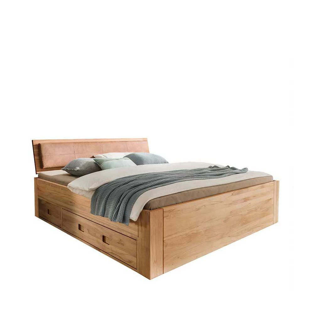 Kernbuche Doppelbett mit 2 Schubladen - Rudacia III Kernbuche Doppelbett Mit 2 Schubladen - Rudacia III -Valganios Sales kernbuche doppelbett mit 2 schubladen polster kopfteil rudacia iii f