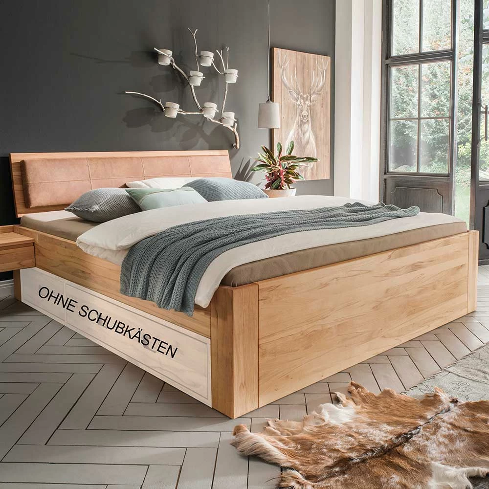 Kernbuche Doppelbett mit Polsterkopfteil - Rudacia II Kernbuche Doppelbett Mit Polsterkopfteil - Rudacia II -Valganios Sales kernbuche doppelbett mit polsterkopfteil zb in 200x200 rudacia ii 01