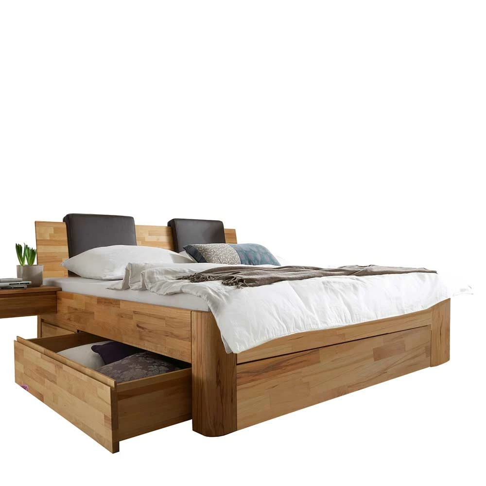 Kernbuche Funktionsbett mit 2 Schubladen - Jecana Kernbuche Funktionsbett Mit 2 Schubladen - Jecana -Valganios Sales kernbuche funktionsbett mit 2 schubladen kopfteil polstern jecana f