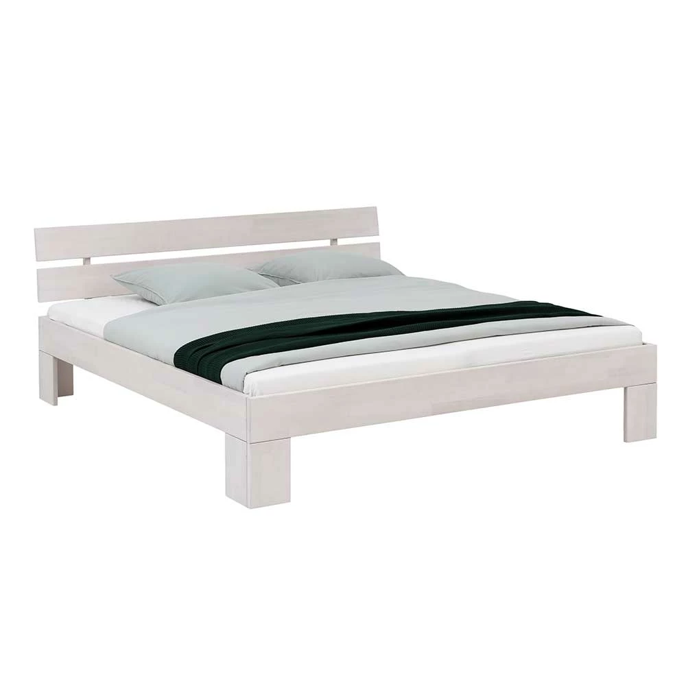 Kernbuche Scandi Doppelbett in Weiß - Paryra Kernbuche Scandi Doppelbett In Weiß - Paryra -Valganios Sales kernbuche scandi doppelbett in weiss lackiert optional mit bettkasten paryra f