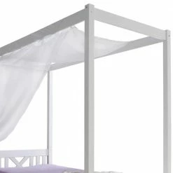 Kiefernholz Himmelbett In Weiß - Fomar -Valganios Sales kiefernholz himmelbett in weiss in 90x200 optional mit bettkasten fomar 03