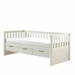 Kojenbett Mit Stauraum In Weiß Kiefernholz - Hodossa -Valganios Sales kojenbett mit stauraum in weiss kiefernholz im skandi design hodossa 03