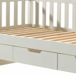 Kojenbett Mit Stauraum In Weiß Kiefernholz - Hodossa -Valganios Sales kojenbett mit stauraum in weiss kiefernholz im skandi design hodossa 05