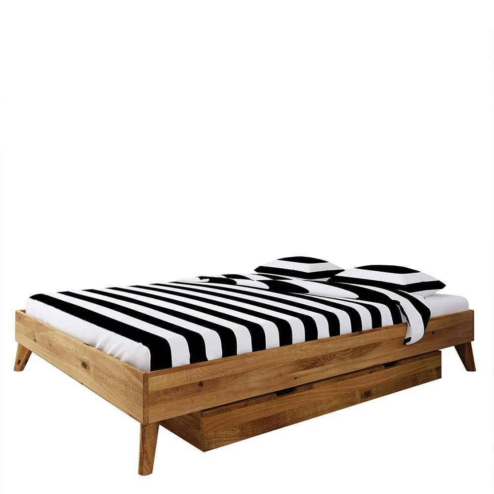 Kopfteilloses Einzelbett aus Wildeiche - Eavy IV Kopfteilloses Einzelbett Aus Wildeiche - Eavy IV -Valganios Sales kopfteilloses einzelbett aus wildeiche mit bettkasten 220cm lang eavy iv f