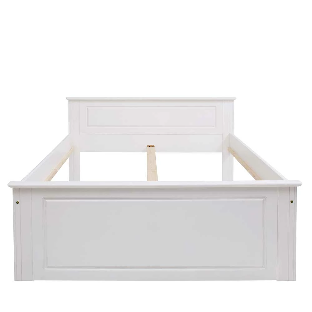 Lackiertes Kiefernholz Ehebett in Weiß - Velriva Lackiertes Kiefernholz Ehebett In Weiß - Velriva -Valganios Sales lackiertes kiefernholz ehebett in weiss bettschubkaesten optional velriva 02