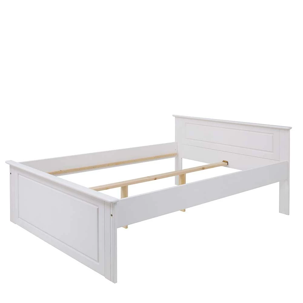 Lackiertes Kiefernholz Ehebett in Weiß - Velriva Lackiertes Kiefernholz Ehebett In Weiß - Velriva -Valganios Sales lackiertes kiefernholz ehebett in weiss bettschubkaesten optional velriva f