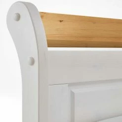 Landhaus Doppelbett & Nachtkommoden - Oradea (dreiteilig) 4 Landhaus Doppelbett & Nachtkommoden - Oradea (dreiteilig) -Valganios Sales landhaus doppelbett nachtkommoden aus kiefer in weiss natur oradea 03