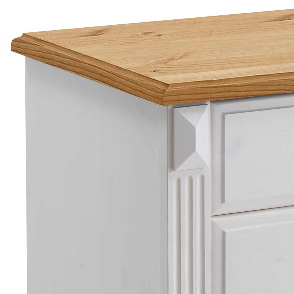 Landhaus Doppelbett & Nachtkommoden - Oradea (dreiteilig) Landhaus Doppelbett & Nachtkommoden - Oradea (dreiteilig) -Valganios Sales landhaus doppelbett nachtkommoden aus kiefer in weiss natur oradea 06