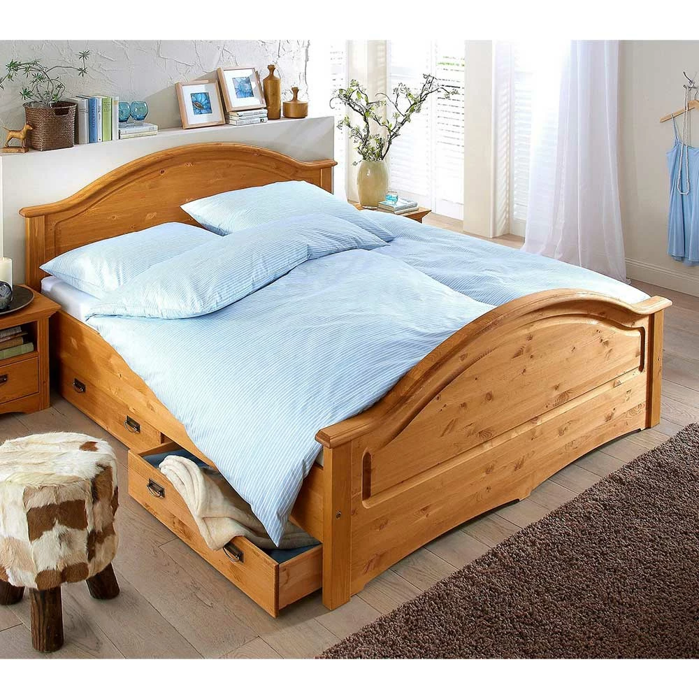 Landhaus Holzbett In Kiefer Natur - Vocoja 3 Landhaus Holzbett In Kiefer Natur - Vocoja