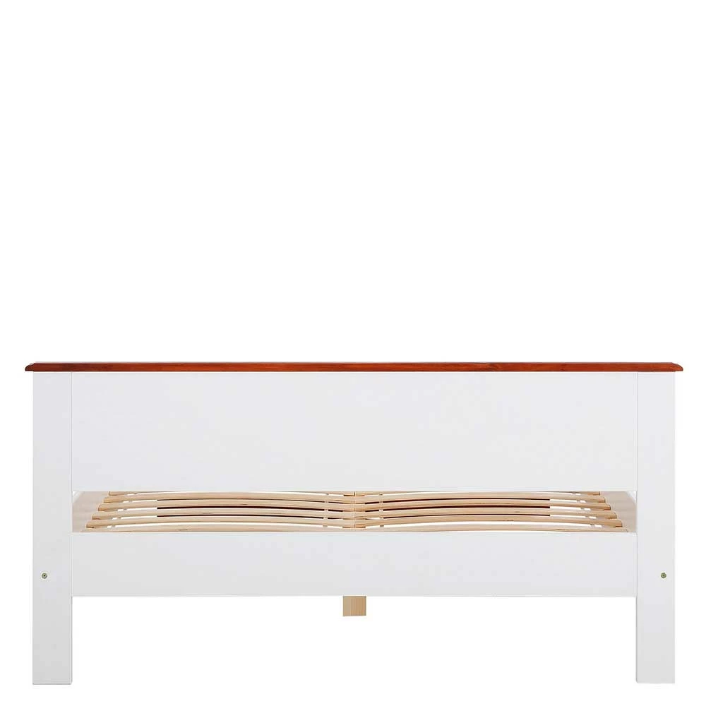 Landhaus Holzbett in Weiß & Kirschbaum - Vendirai Landhaus Holzbett In Weiß & Kirschbaum - Vendirai -Valganios Sales landhaus holzbett in weiss kirschbaum optional mit schubladen vendirai 03