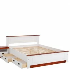 Landhaus Holzbett In Weiß & Kirschbaum - Vendirai 6 Landhaus Holzbett In Weiß & Kirschbaum - Vendirai -Valganios Sales landhaus holzbett in weiss kirschbaum optional mit schubladen vendirai 04