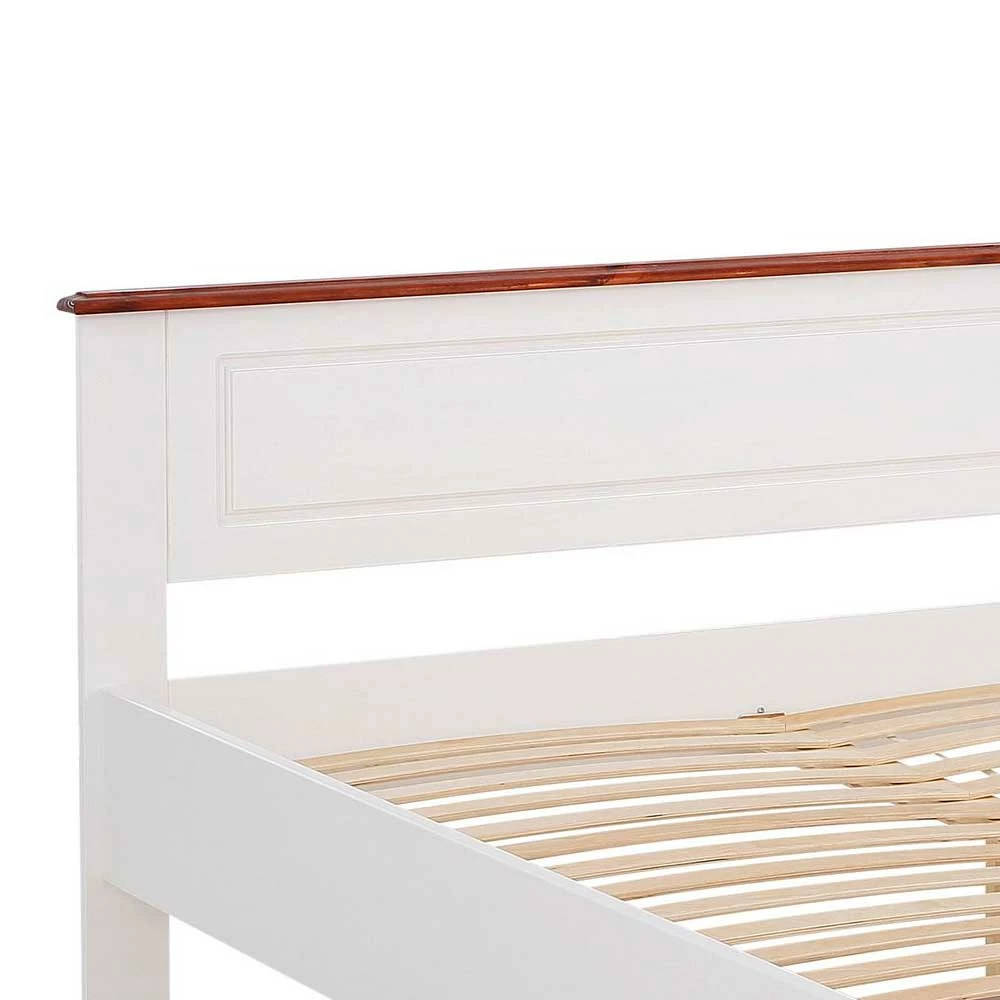 Landhaus Holzbett in Weiß & Kirschbaum - Vendirai Landhaus Holzbett In Weiß & Kirschbaum - Vendirai -Valganios Sales landhaus holzbett in weiss kirschbaum optional mit schubladen vendirai 05