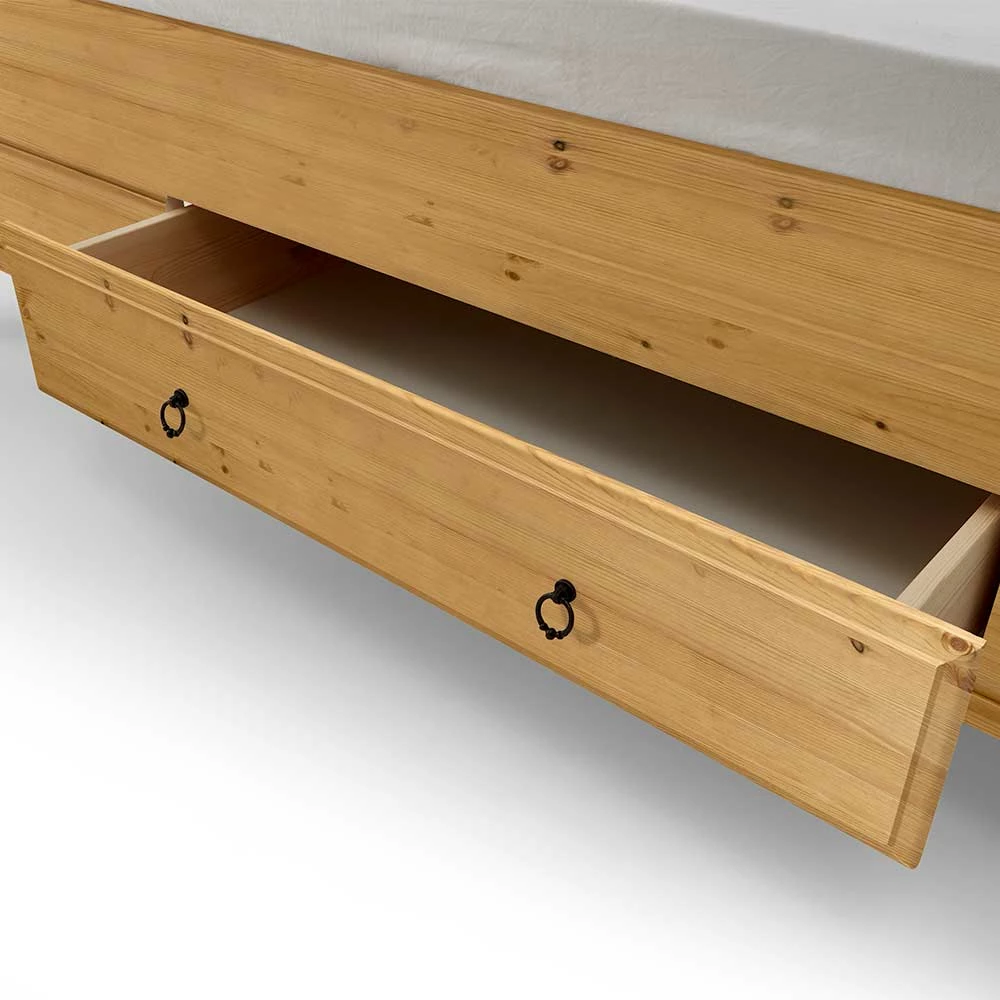 Landhaus Kiefernholz Bett Mit Schublade - Cabressan 6 Landhaus Kiefernholz Bett Mit Schublade - Cabressan – Bild 4