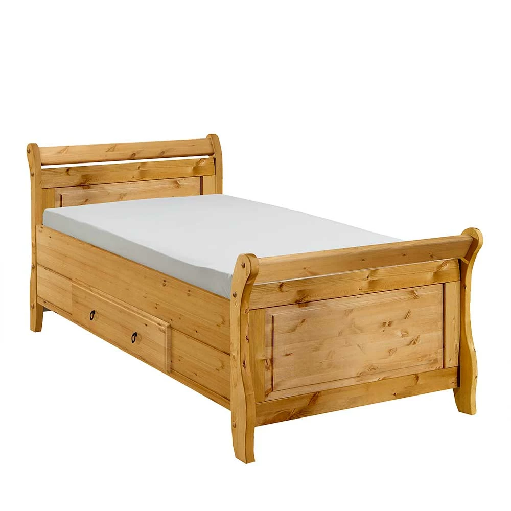Landhaus Kiefernholz Bett Mit Schublade - Cabressan 3 Landhaus Kiefernholz Bett Mit Schublade - Cabressan