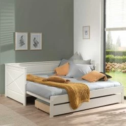 Landhaus Kojenbett Zum Ausziehen - Tradora -Valganios Sales landhaus kojenbett zum ausziehen in weiss aus kiefer mdf tradora 04