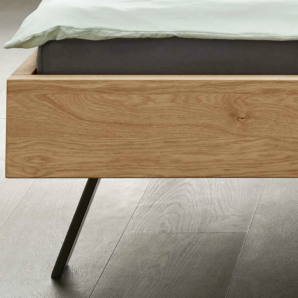 Loft Bett aus Wildeiche mit Polsterkopfteil - Yunves Loft Bett Aus Wildeiche Mit Polsterkopfteil - Yunves -Valganios Sales loft bett aus wildeiche mit polsterkopfteil kunstleder braun metallfuessen yunves 02