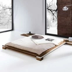 Massivholz Futonbett Zimara In Nussbaumfarben -Valganios Sales massivholz futonbett nussbaumfarben buche zimara html 02