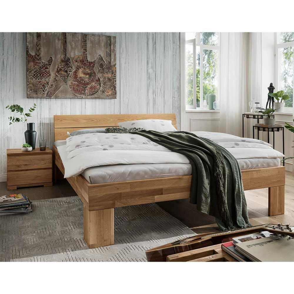 Massivholzbett & 2 Nachtkommoden - Esvilda (dreiteilig) Massivholzbett & 2 Nachtkommoden - Esvilda (dreiteilig) -Valganios Sales massivholzbett 2 nachtkommoden aus wildeiche massivholz esvilda 01