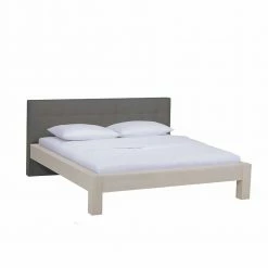 Massivholzbett Yelna Aus Wildeiche Weiß Geölt